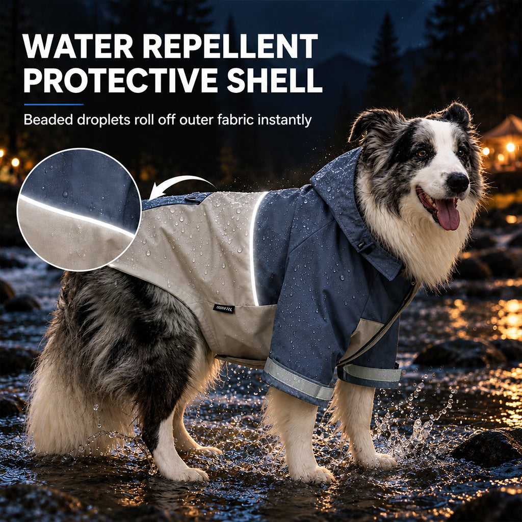 🐕 Wasserdichter Regenmantel für Hunde im Colorblocking-Design – für draußen, mit schmutzabweisenden Beinschonern