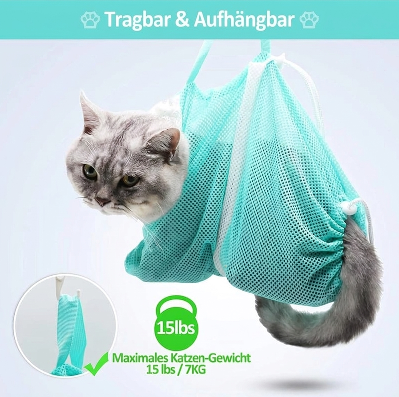 🐱 Katzenbadetasche mit Anti-Kratz-Schutz – für Baden, Krallenschneiden & Pflege, sicher & stressfrei