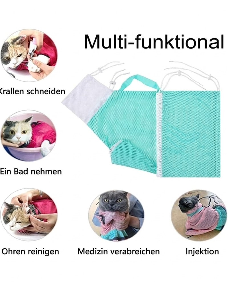 🐱 Katzenbadetasche mit Anti-Kratz-Schutz – für Baden, Krallenschneiden & Pflege, sicher & stressfrei