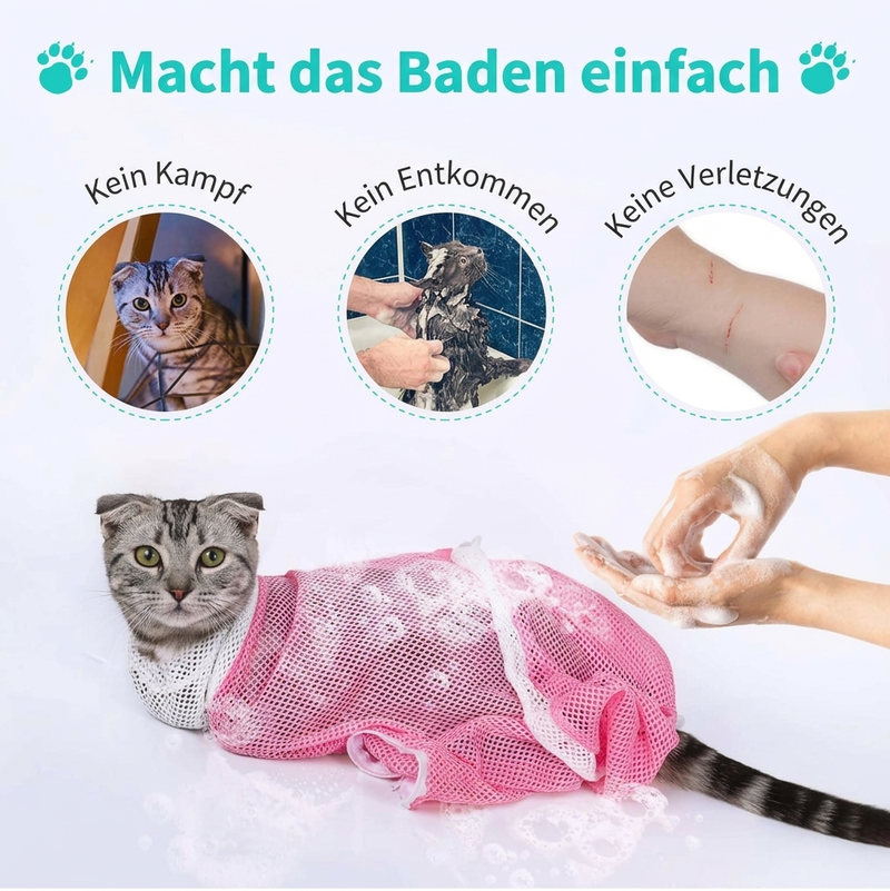 🐱 Katzenbadetasche mit Anti-Kratz-Schutz – für Baden, Krallenschneiden & Pflege, sicher & stressfrei