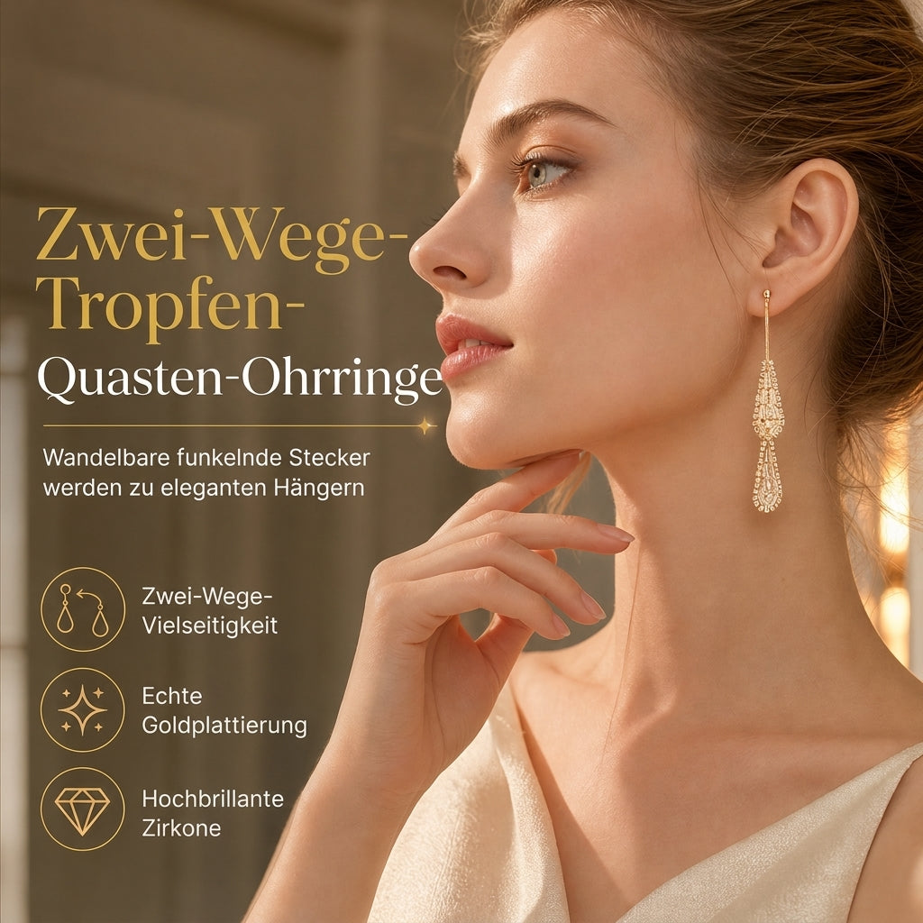 💎 50% RABATT! ✨ Tropfen-Ohrringe – Zirkonia, vergoldet & 2-in-1 tragbar ✨