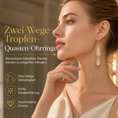 💎 50% RABATT! ✨ Tropfen-Ohrringe – Zirkonia, vergoldet & 2-in-1 tragbar ✨