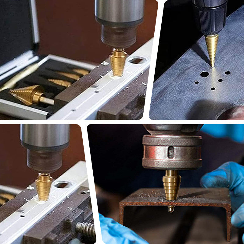⚙️ 50 % RABATT 🧰 Pagodenförmiger Bohrersatz mit Aluminium-Aufbewahrungsbox, scharfe Stufenbohrer, geeignet für Metall, Holz und Kunststoff 🛠️
