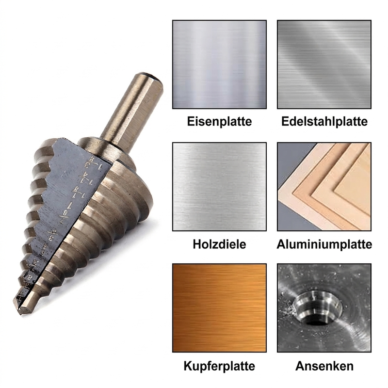 ⚙️ 50 % RABATT 🧰 Pagodenförmiger Bohrersatz mit Aluminium-Aufbewahrungsbox, scharfe Stufenbohrer, geeignet für Metall, Holz und Kunststoff 🛠️