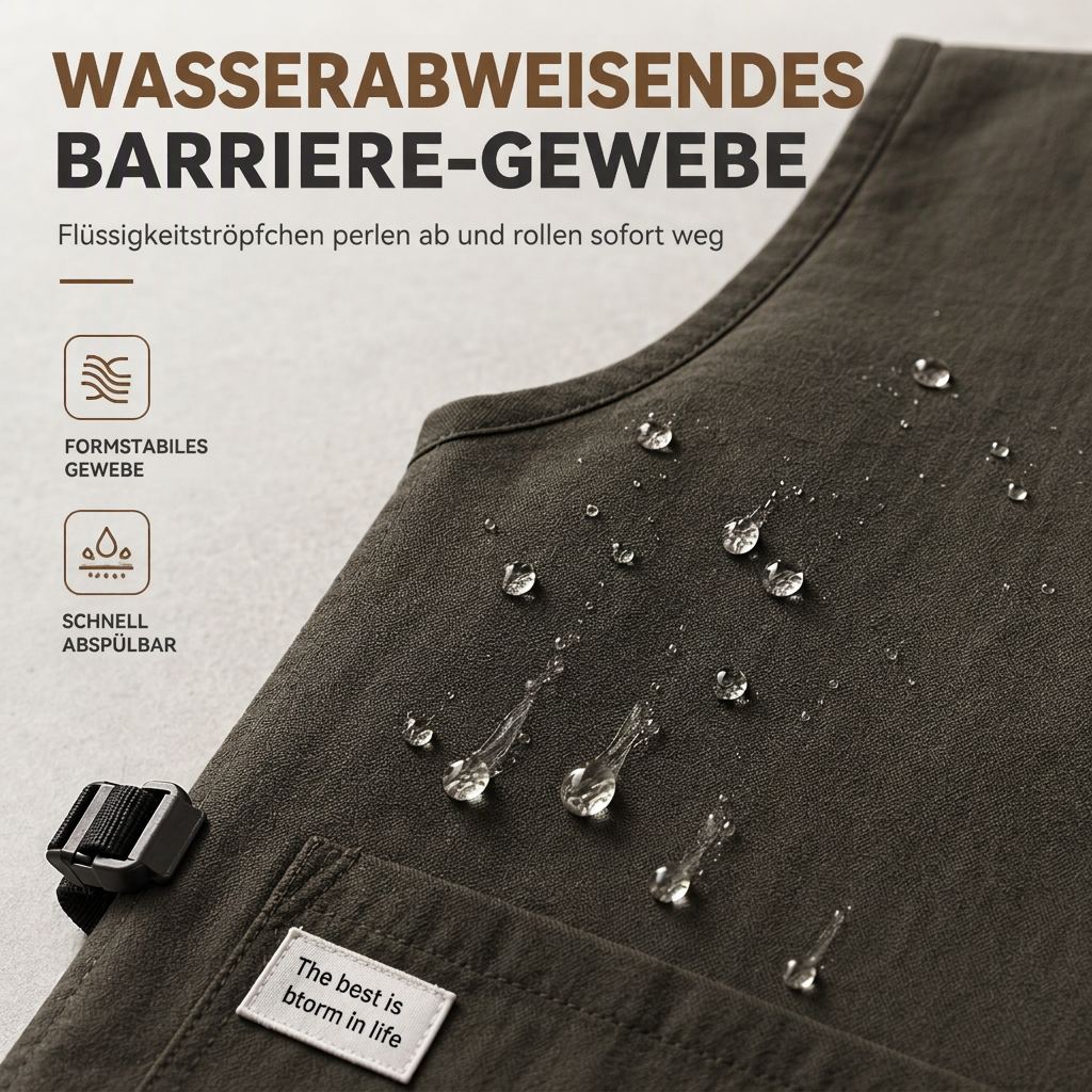 👨‍🍳 Wasserfeste & ölabweisende Schürzenweste – atmungsaktiv, ideal für Küche, Gastronomie & Gartenarbeit
