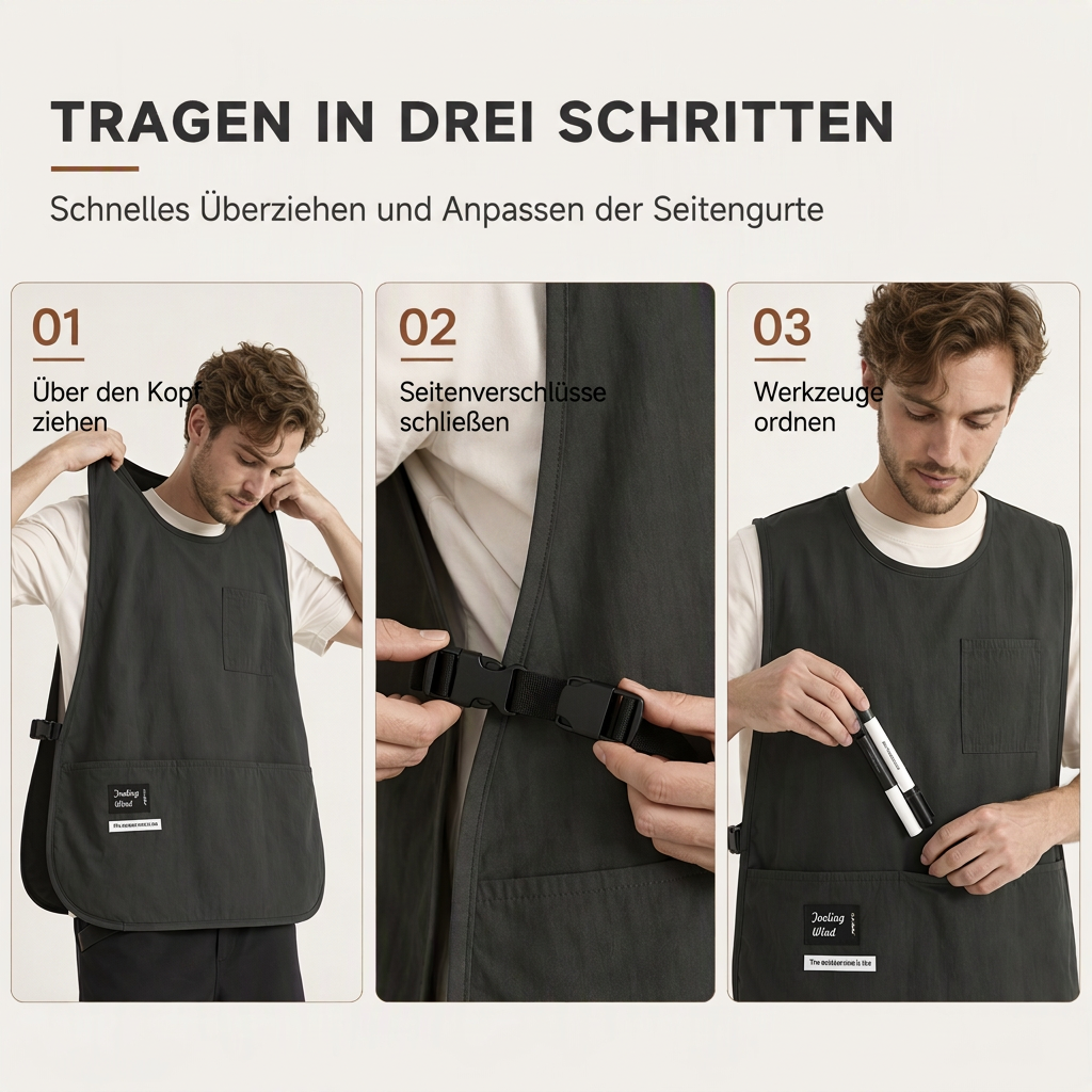 👨‍🍳 Wasserfeste & ölabweisende Schürzenweste – atmungsaktiv, ideal für Küche, Gastronomie & Gartenarbeit