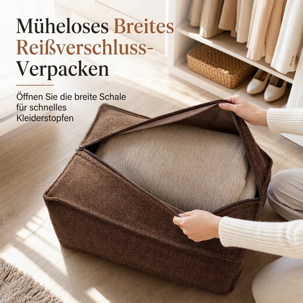 📢 50% RABATT! 🧺 Aufbewahrungs-Pouf-Hülle – Großer Reißverschluss, waschbar & 45x45x23cm ✨