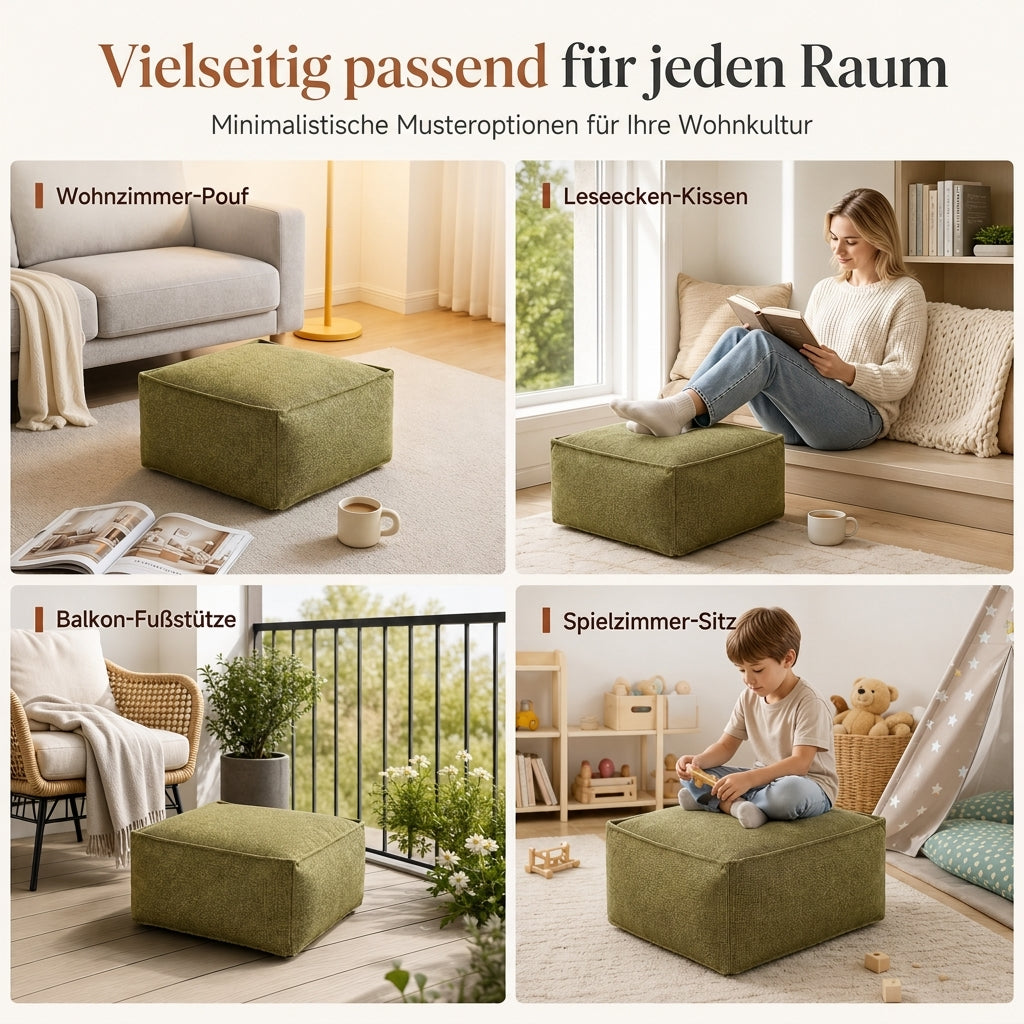 📢 50% RABATT! 🧺 Aufbewahrungs-Pouf-Hülle – Großer Reißverschluss, waschbar & 45x45x23cm ✨