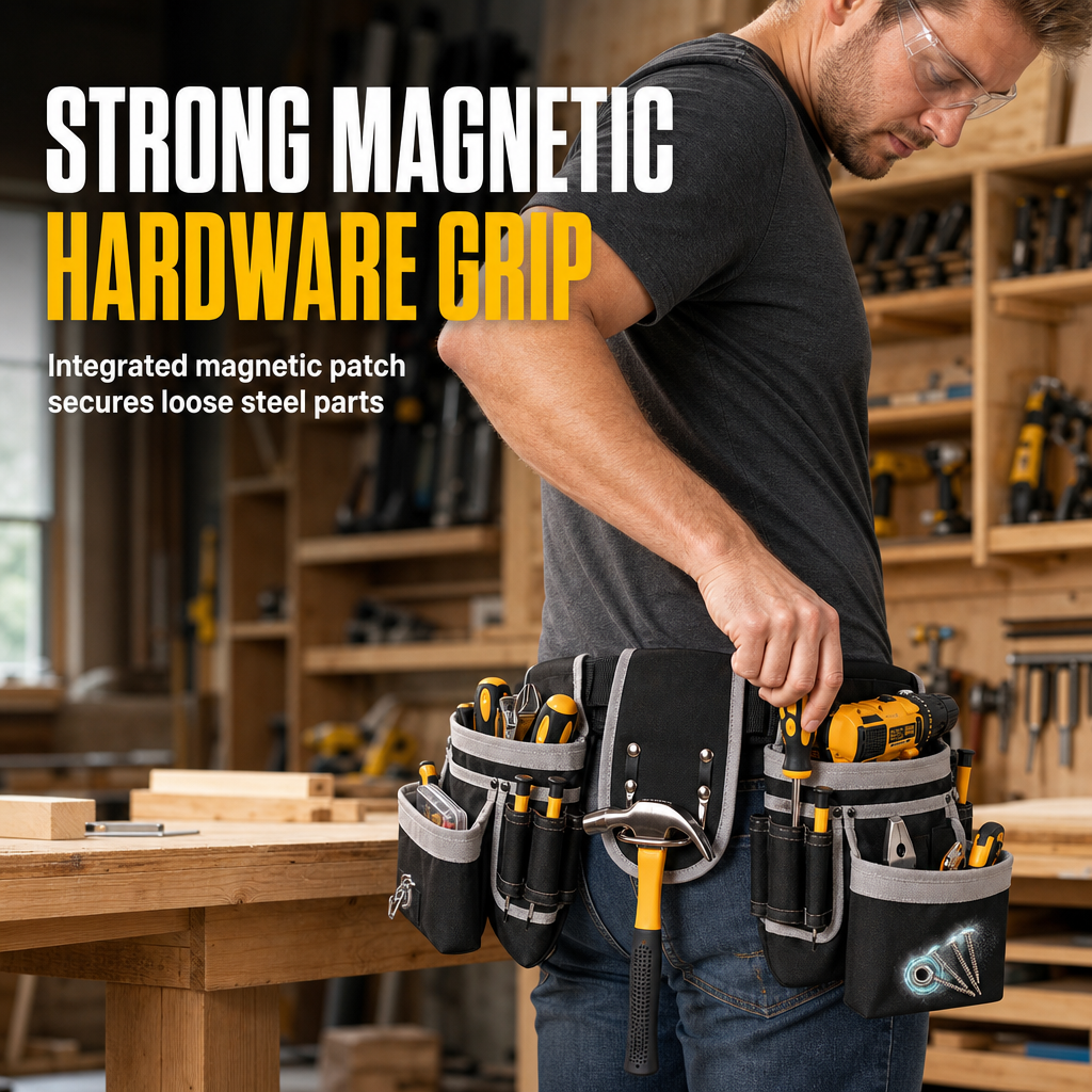 🛠️ 50% Rabatt!👷 Verstellbarer Werkzeuggürtel mit vielen Fächern – freihändiges Tragen für Outdoor, Reparatur & Handwerk