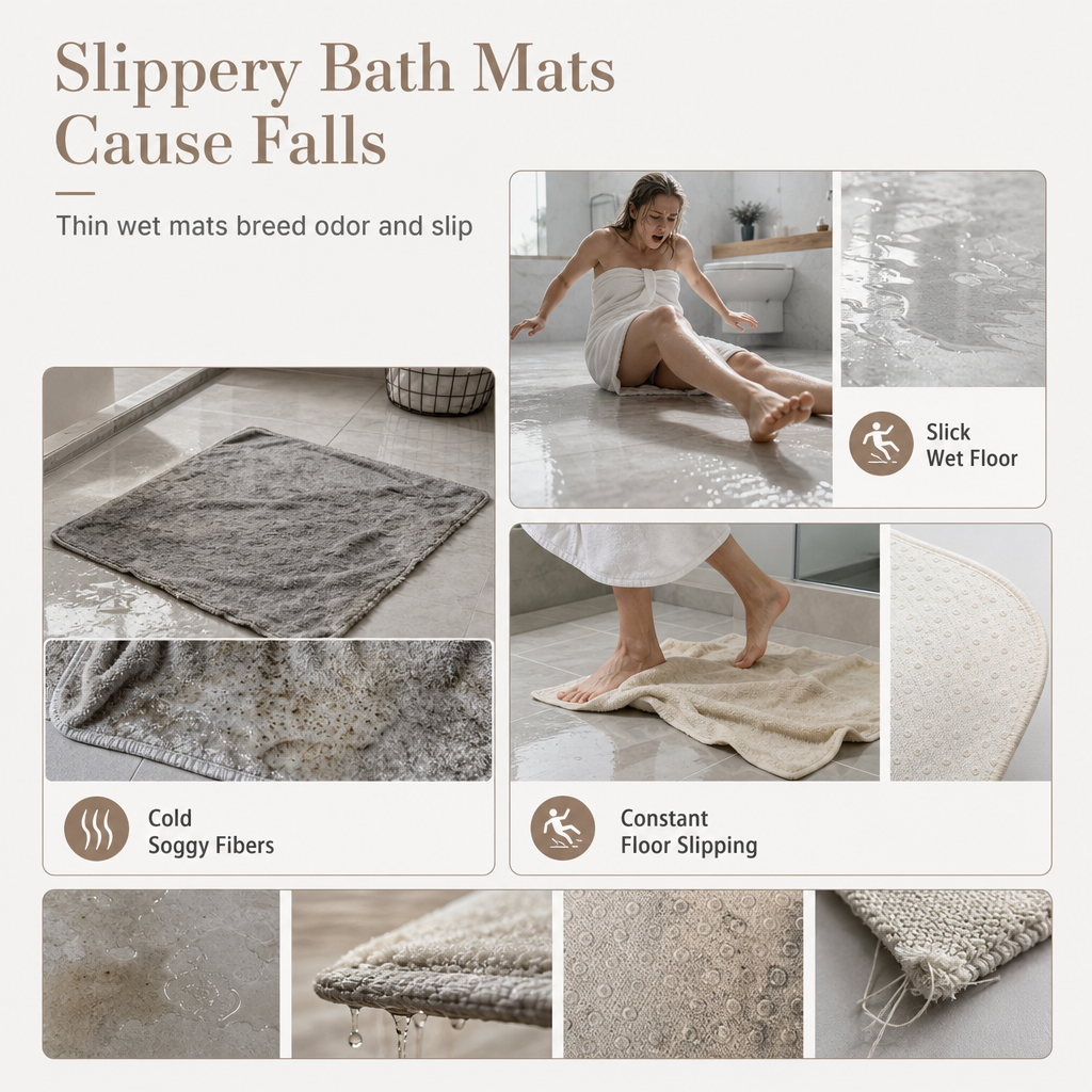 🚿 Rutschfeste & wasserabsorbierende Badematte im Waffelgewebe-Design – einfarbig, für Bad & Eingang