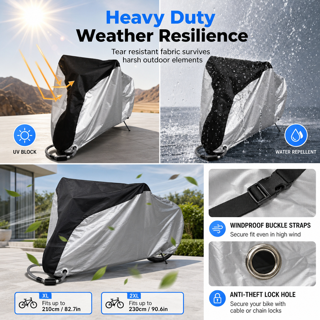 🚲 50% Rabatt! 🌧️ Wasserdichte Fahrradabdeckung für 1–2 Fahrräder – winddicht & wetterfest für draußen