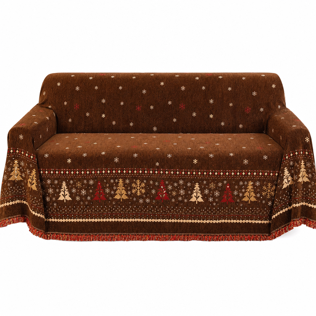 🎁 50 % RABATT 🛋️ Wendbarer Chenille-Sofaüberwurf, weicher Weihnachts-Sofabezug 🎄