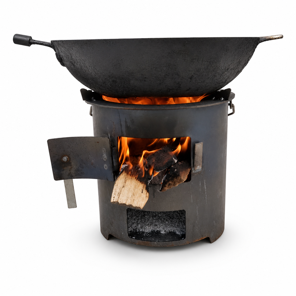 🔥 Multifunktionaler tragbarer Holz- & Kohleofen mit rostfreier Kochplatte – ideal für Camping, Grillen, Kochen & Heizen