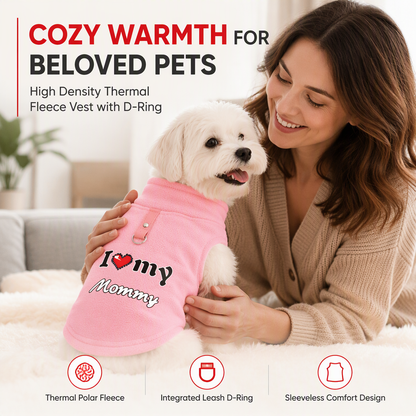 🐶 Süßer Pullover für Hund & Katze – mit „Love Dad and Mom“-Design & Leinenring, kuschelig warm für kalte Tage