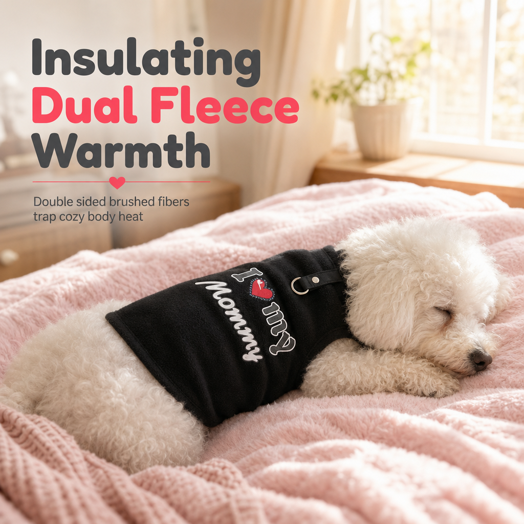 🐶 Süßer Pullover für Hund & Katze – mit „Love Dad and Mom“-Design & Leinenring, kuschelig warm für kalte Tage