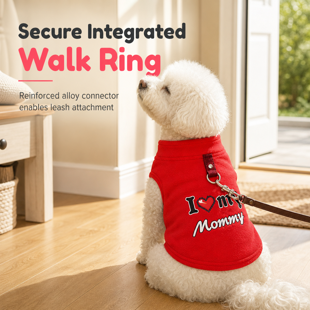 🐶 Süßer Pullover für Hund & Katze – mit „Love Dad and Mom“-Design & Leinenring, kuschelig warm für kalte Tage