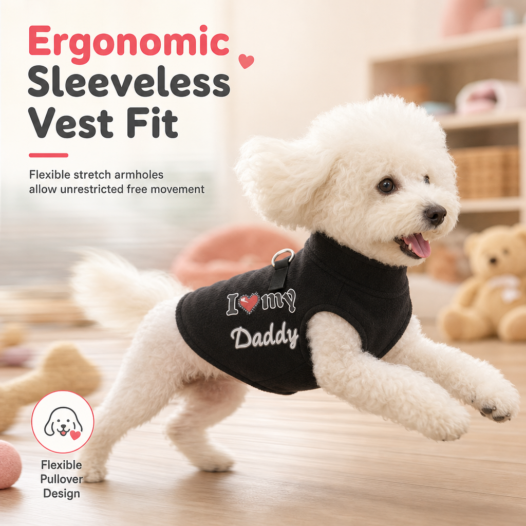 🐶 Süßer Pullover für Hund & Katze – mit „Love Dad and Mom“-Design & Leinenring, kuschelig warm für kalte Tage