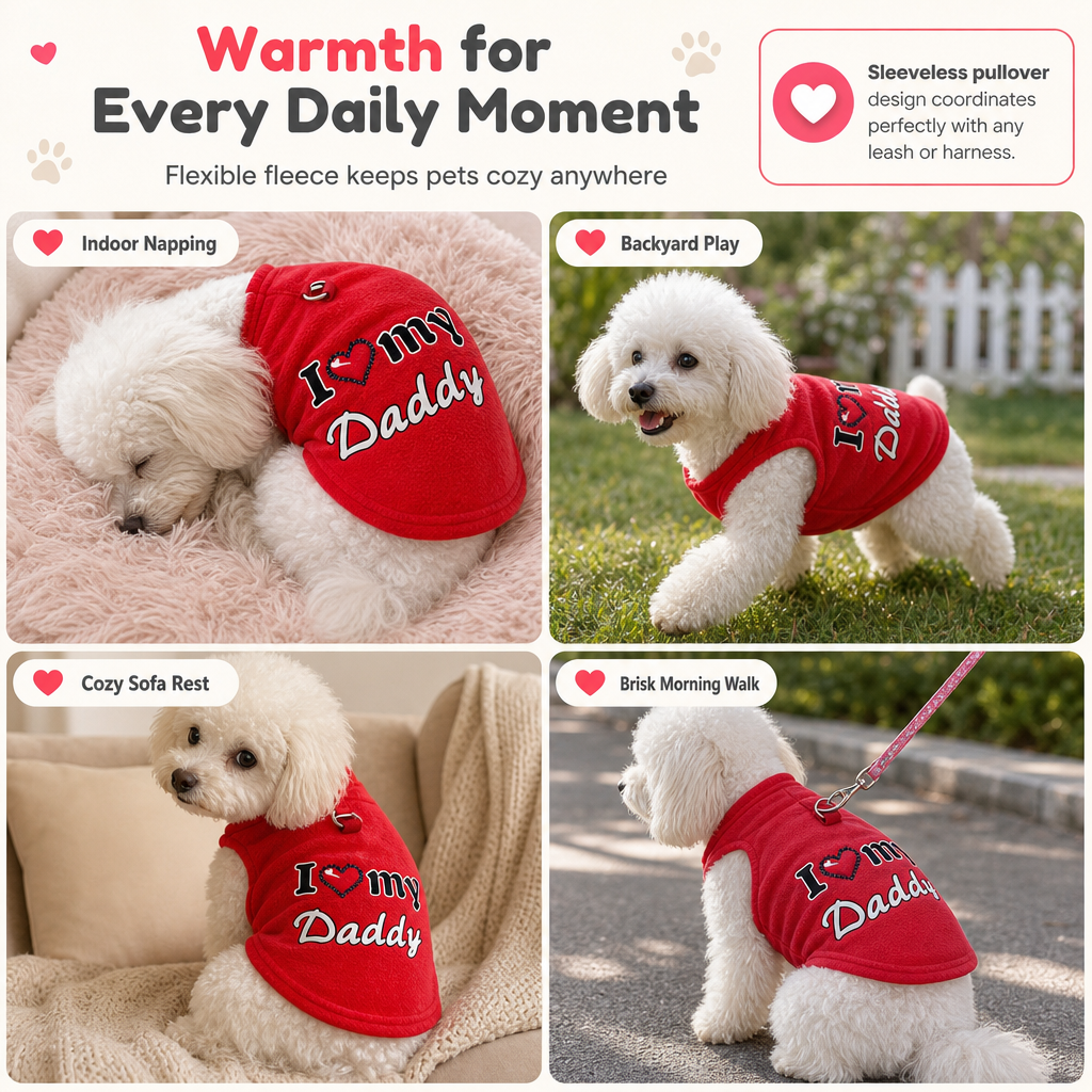 🐶 Süßer Pullover für Hund & Katze – mit „Love Dad and Mom“-Design & Leinenring, kuschelig warm für kalte Tage