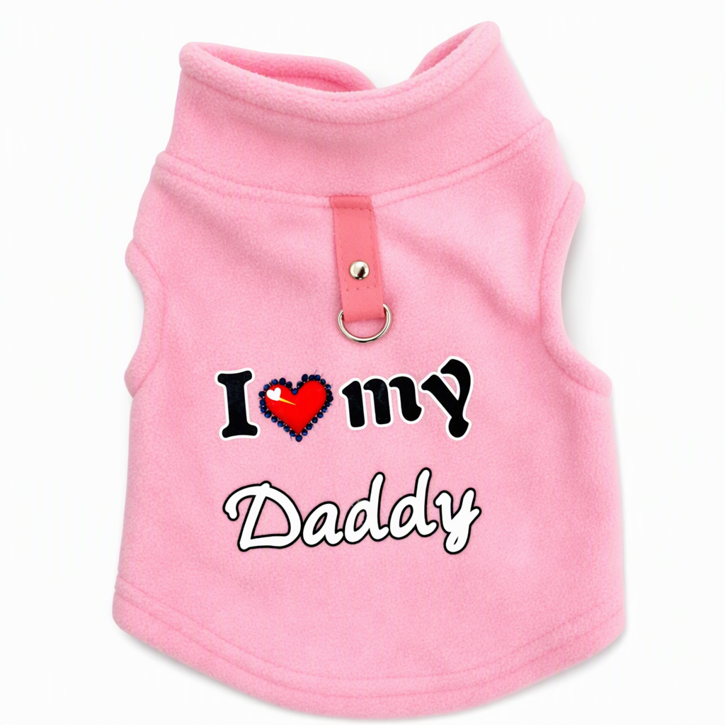 🐶 Süßer Pullover für Hund & Katze – mit „Love Dad and Mom“-Design & Leinenring, kuschelig warm für kalte Tage