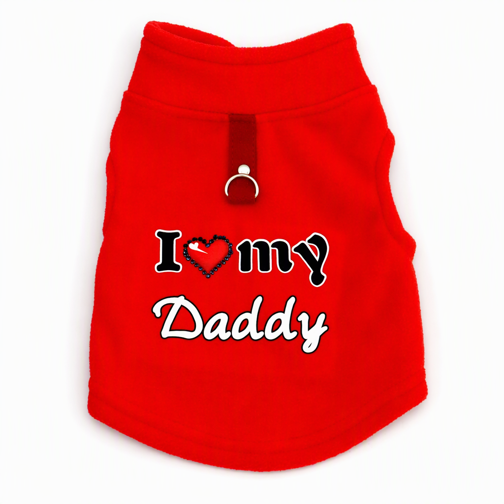 🐶 Süßer Pullover für Hund & Katze – mit „Love Dad and Mom“-Design & Leinenring, kuschelig warm für kalte Tage