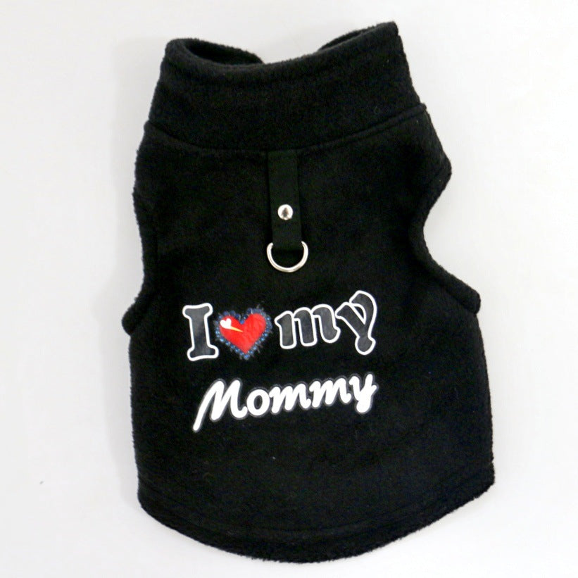 🐶 Süßer Pullover für Hund & Katze – mit „Love Dad and Mom“-Design & Leinenring, kuschelig warm für kalte Tage