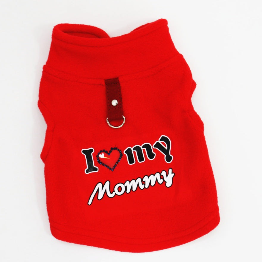 🐶 Süßer Pullover für Hund & Katze – mit „Love Dad and Mom“-Design & Leinenring, kuschelig warm für kalte Tage