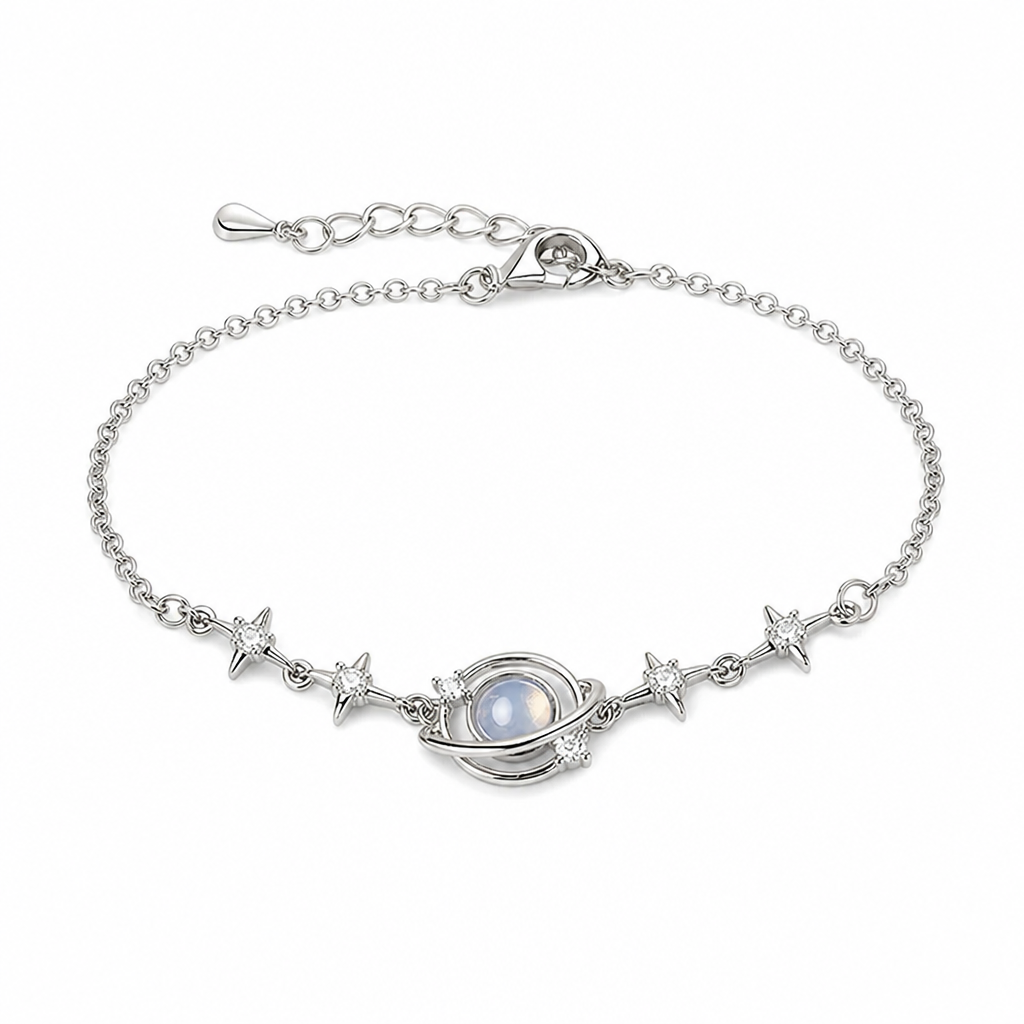 🌙 50 % Rabatt! 🌌925 Sterling Silber Armband mit Planet-Design – Eleganter Schmuck für Damen