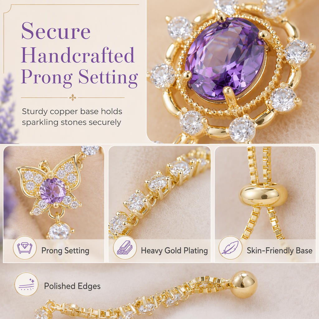 ✨ 50 % Rabatt! 🦋 Ein Hauch von Eleganz – Funkelndes Schmetterling-Schmuckset mit violetten Zirkonia