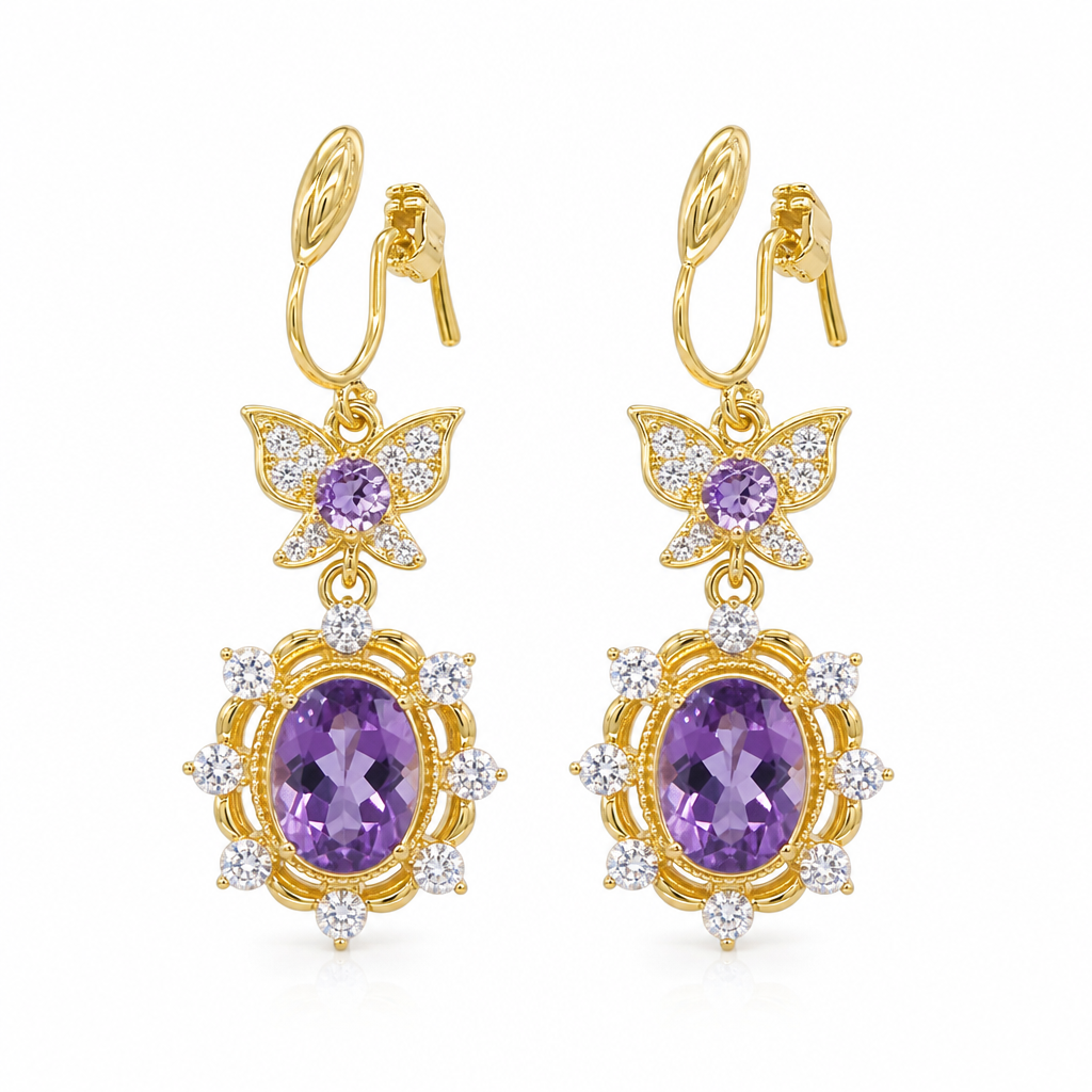 ✨ 50 % Rabatt! 🦋 Ein Hauch von Eleganz – Funkelndes Schmetterling-Schmuckset mit violetten Zirkonia