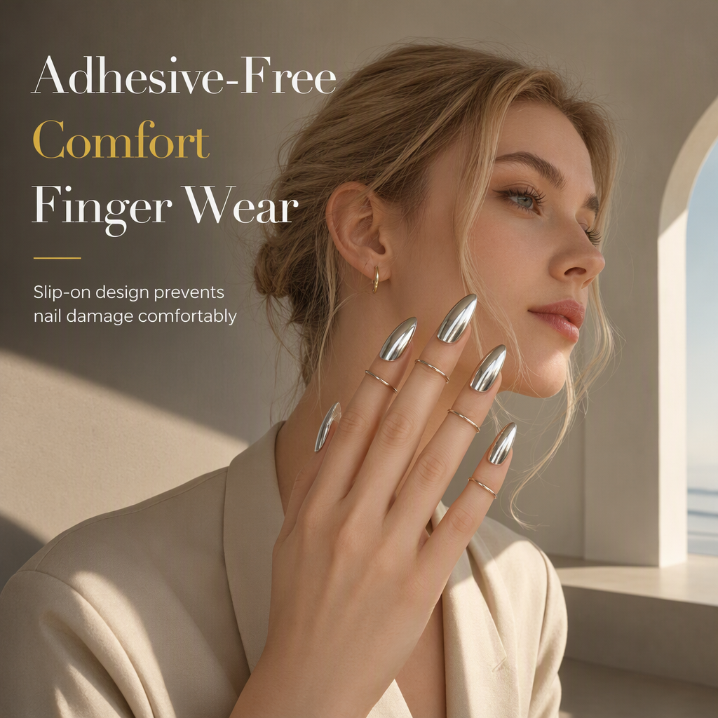 50% RABATT! 💅✨ Avantgarde-Nagelringe im Set – verstellbar & metallisch, perfekt für Party & Fotoshooting