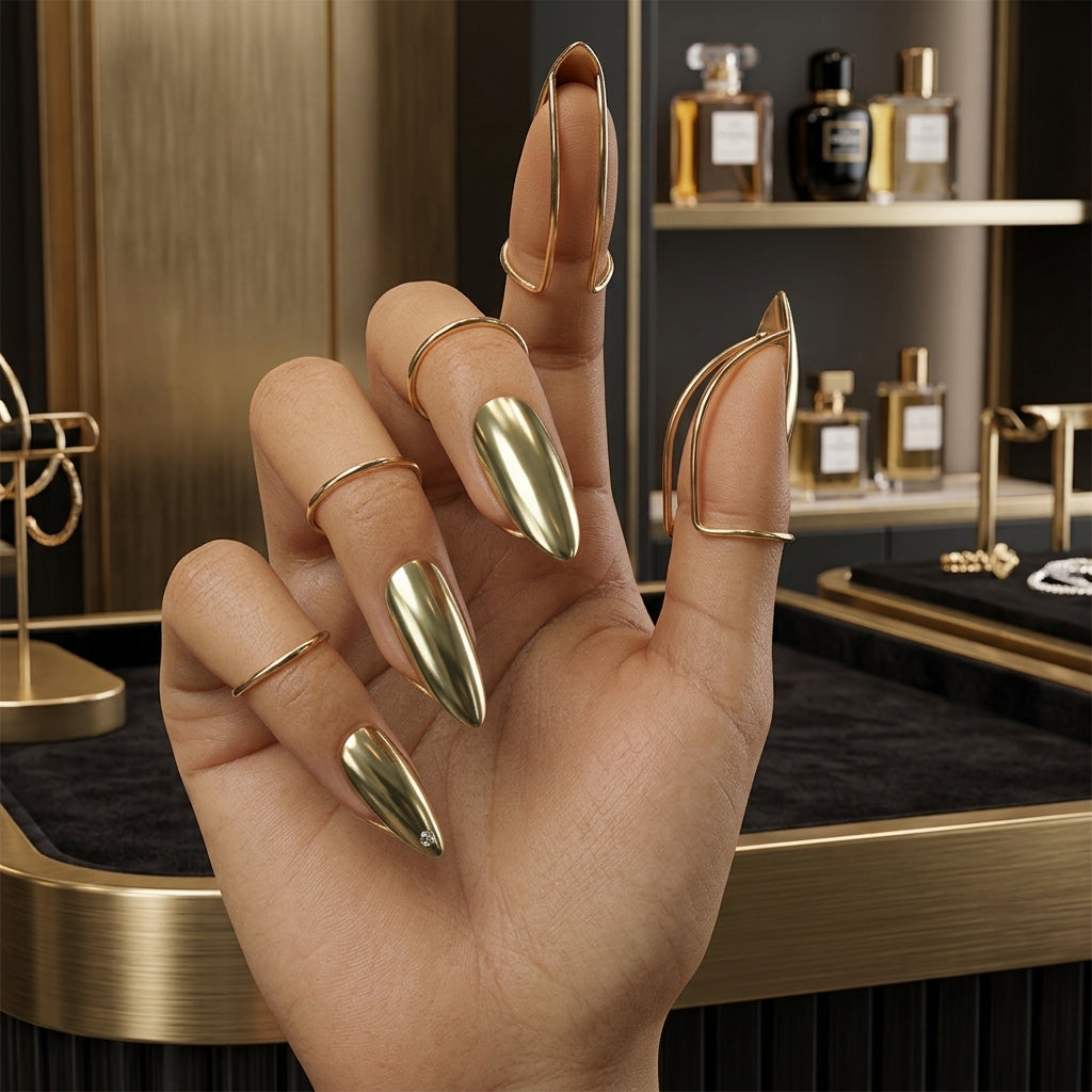 50% RABATT! 💅✨ Avantgarde-Nagelringe im Set – verstellbar & metallisch, perfekt für Party & Fotoshooting