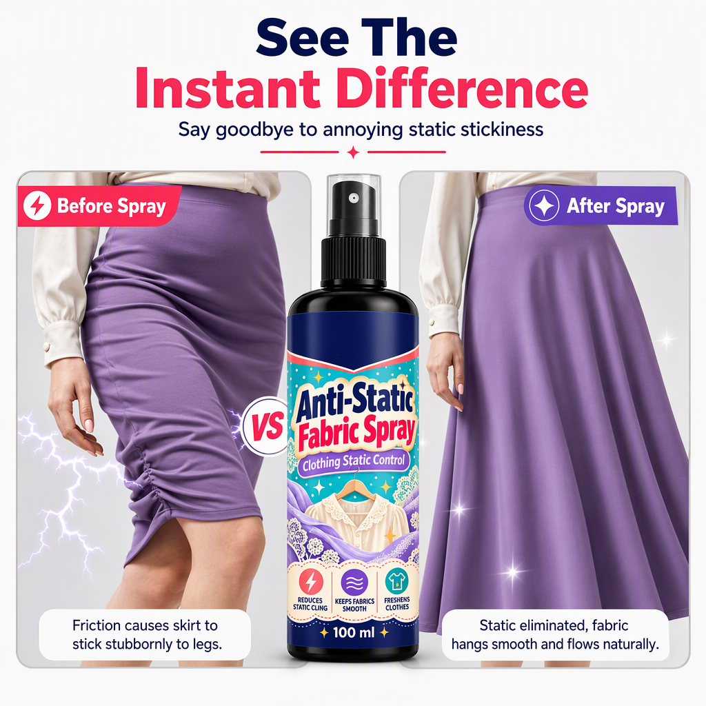 ✨ 50% RABATT!👕🧴Antistatik-Spray für Kleidung – reduziert statische Aufladung bei Hemden, Hosen & Hüten