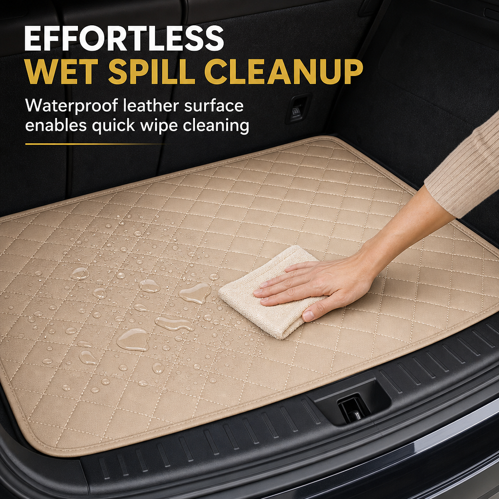 ⏰ NUR FÜR KURZE ZEIT: 50% RABATT🚗 Universal Kofferraummatte aus PVC-Leder 100x70 cm – leicht zu reinigen, für Limousinen & SUVs