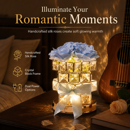🌹 50% RABATT! ✨Rosen-Zauberwürfel Nachttischlampe – USB-betrieben, stimmungsvolles Licht für Schlafzimmer & Wohnzimmer