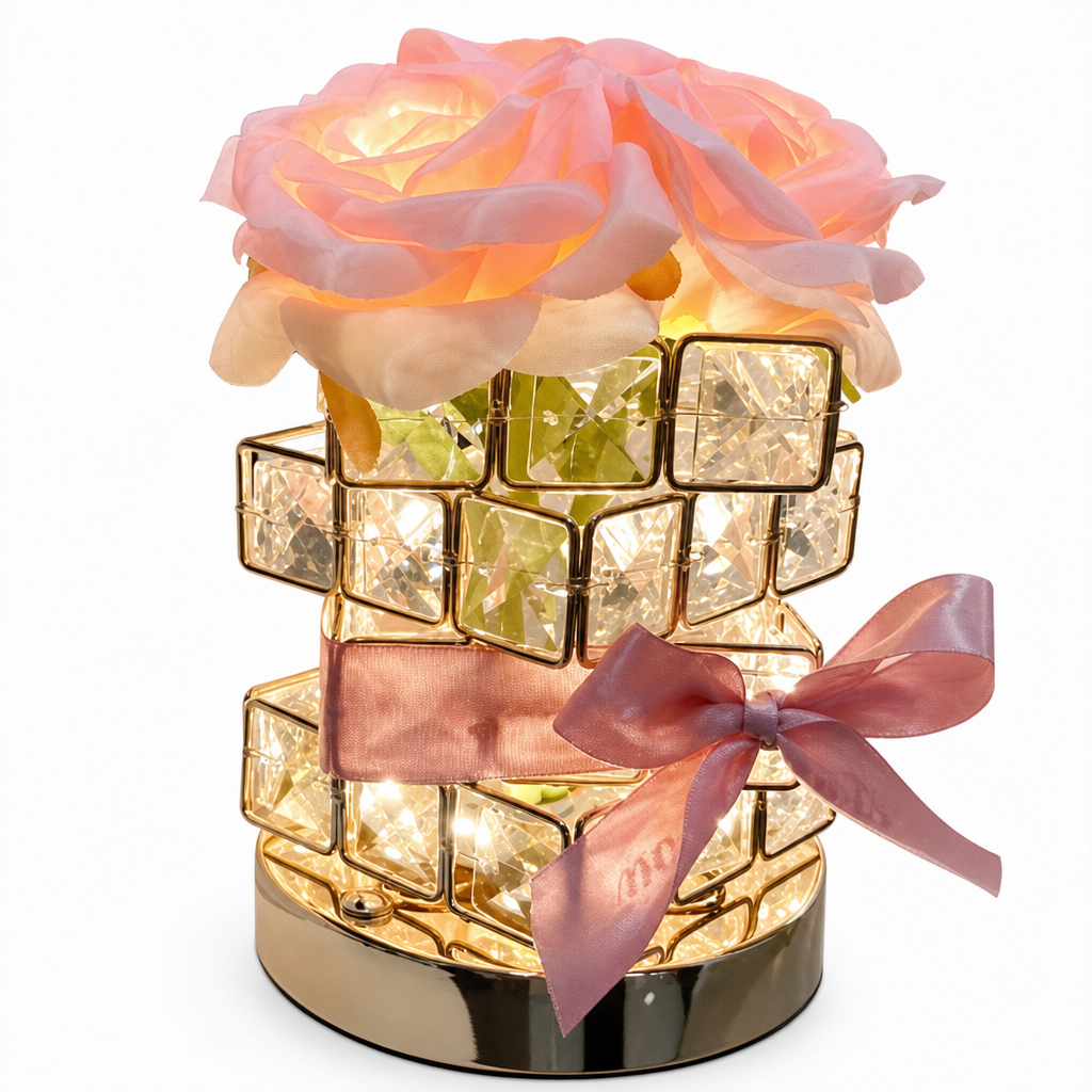 🌹 50% RABATT! ✨Rosen-Zauberwürfel Nachttischlampe – USB-betrieben, stimmungsvolles Licht für Schlafzimmer & Wohnzimmer