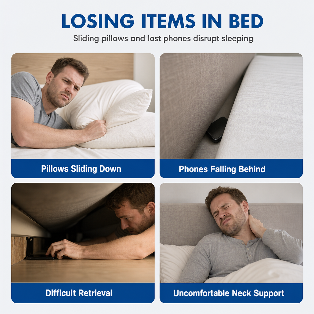 🛏️ Dreieckiges Keilkissen fürs Bett mit Tasche – schließt die Bettlücke & bietet Rückenstütze aus Schaumstoff