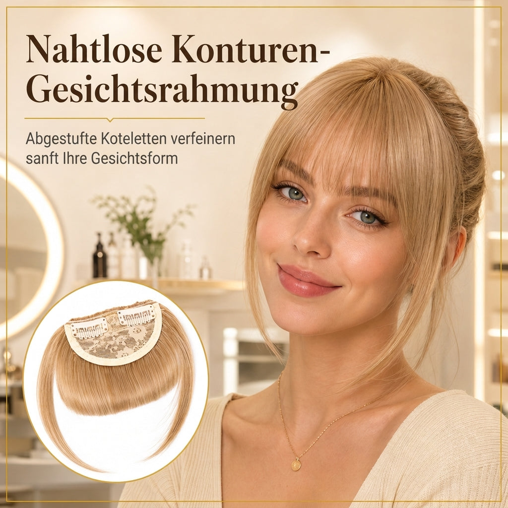 💇‍♀️ Künstliche Air-Bangs mit Seitenpartien & Haarspange – synthetische Frontpartie für Damen, natürlich & vielseitig