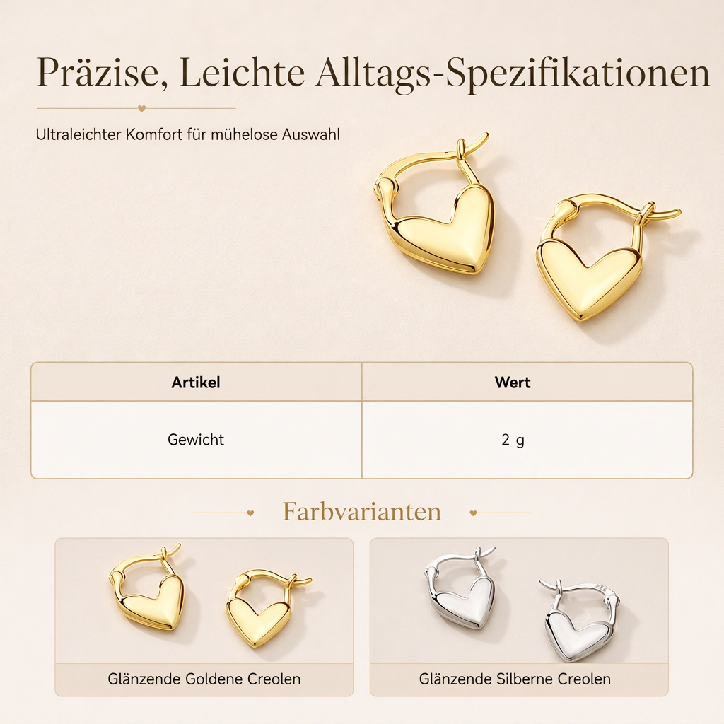 💕 50% RABATT! ✨ Kleine Herz-Creolen – Glatte Oberfläche & französischer Stil ✨