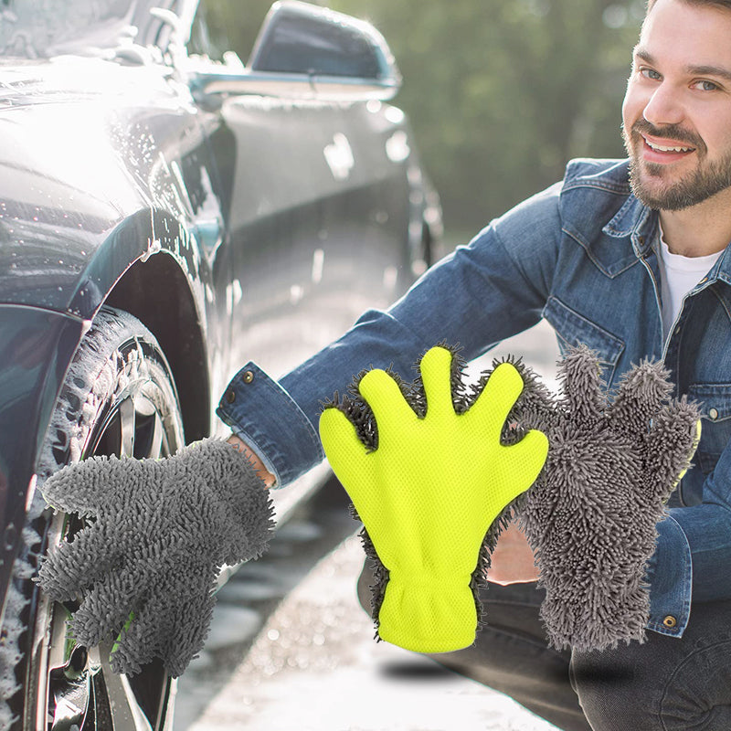 🧽🧤 Verdickter Waschhandschuh mit 5 Fingern – 3D-Wabennetz, ideal für Autowäsche & Haushalt