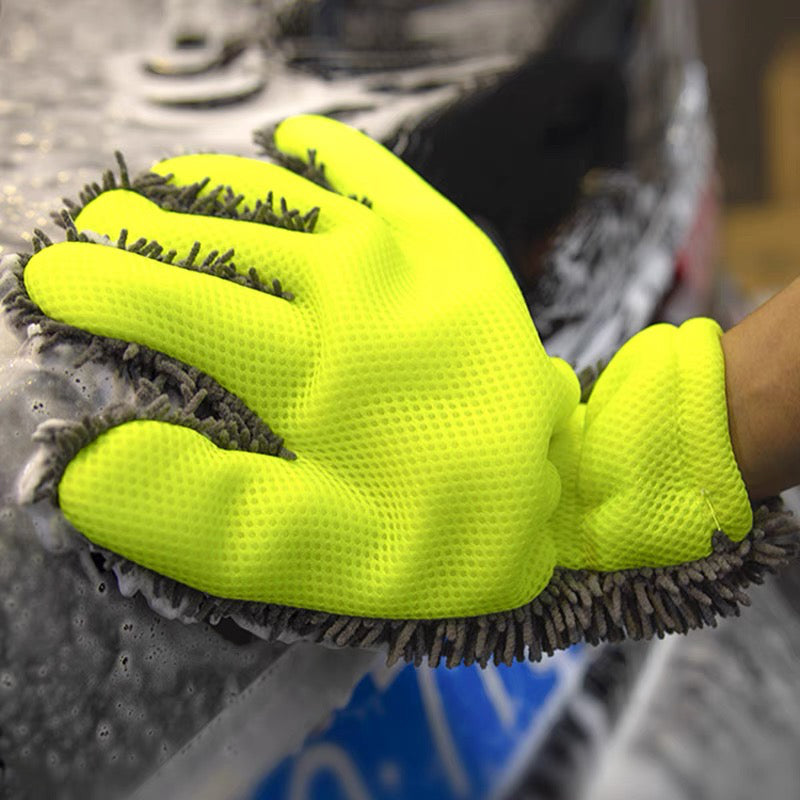 🧽🧤 Verdickter Waschhandschuh mit 5 Fingern – 3D-Wabennetz, ideal für Autowäsche & Haushalt