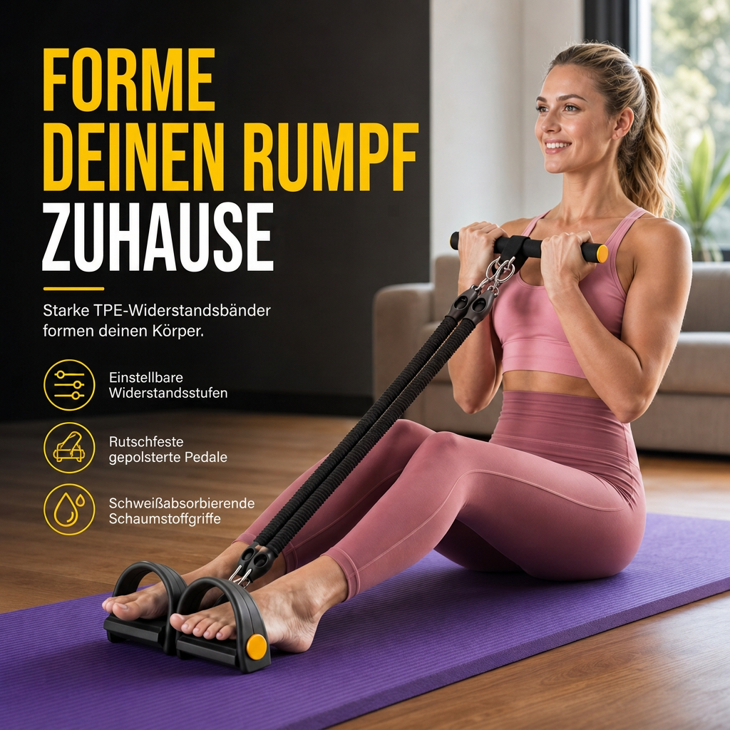 💪 Core-Trainer mit Pedalen – Widerstandsband für Bauch, Rücken und Oberkörper, Krafttraining ohne Geräte für Zuhause