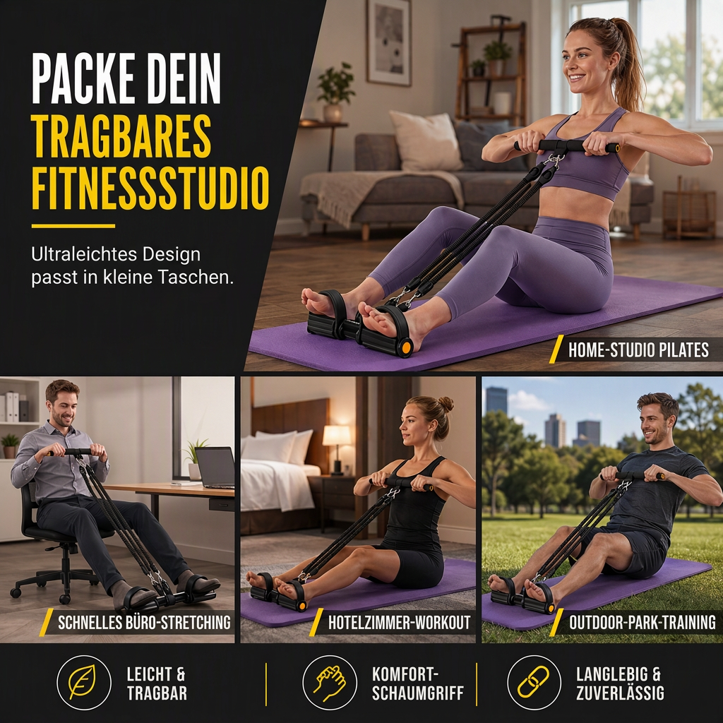 💪 Core-Trainer mit Pedalen – Widerstandsband für Bauch, Rücken und Oberkörper, Krafttraining ohne Geräte für Zuhause