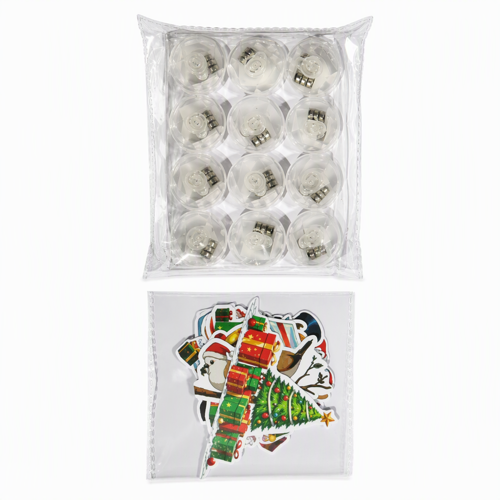 🎅 LED-Weihnachtsdeko 12er-Set – beleuchtete Figuren für Wand und Kühlschrank⭐