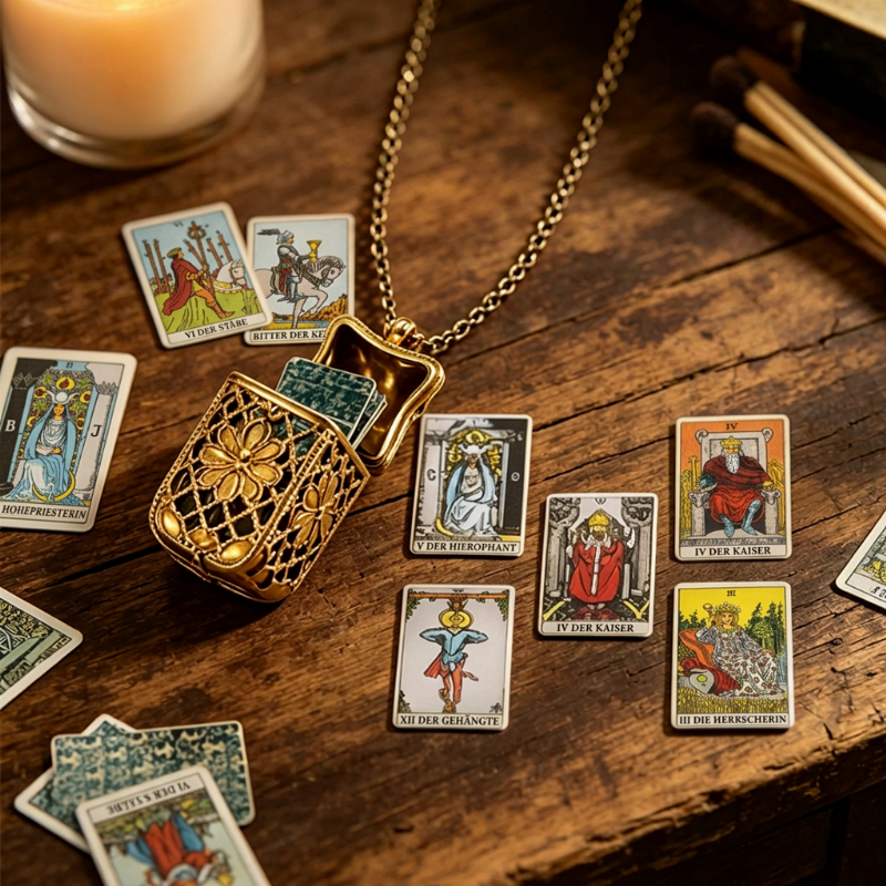 🌟Begrenzte Zeit 50% Rabatt🔮 Vintage-Tarot-Medaillon-Anhängerhalskette