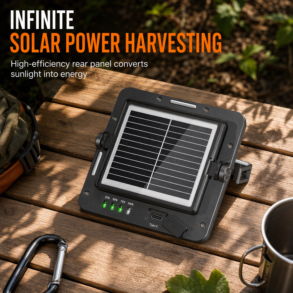 🏕️ Wiederaufladbare LED-Campingleuchte mit Solarpanel – 3 Helligkeitsstufen, wetterfest, für Zelten, Garten, Werkstatt und Stromausfall