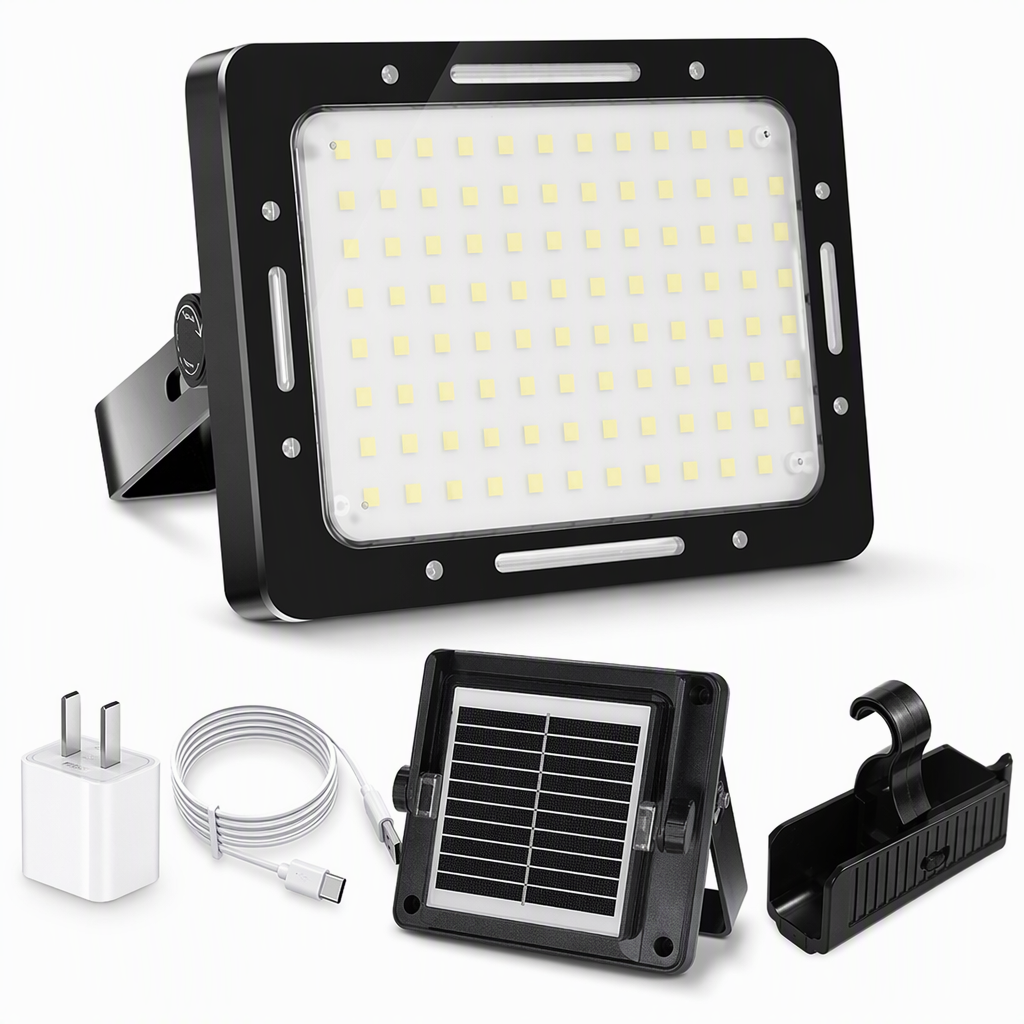 🏕️ Wiederaufladbare LED-Campingleuchte mit Solarpanel – 3 Helligkeitsstufen, wetterfest, für Zelten, Garten, Werkstatt und Stromausfall
