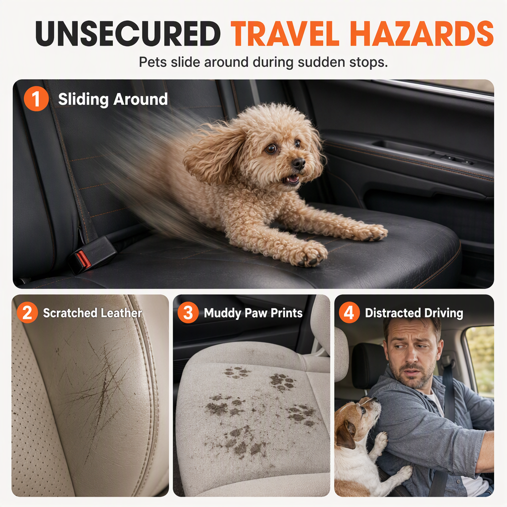 🐶 Tragbarer Autositz & Reisebett für Hunde – kratzfestes & schmutzabweisendes Gewebe, ideal für unterwegs