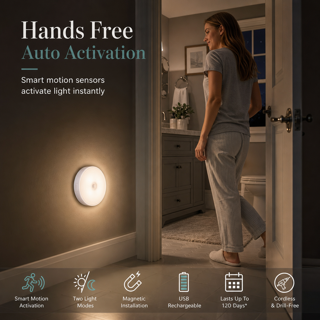 💡 Aufladbares LED-Nachtlicht mit Bewegungssensor & Dauermodus – kabellos für Schränke, Flure & Korridore