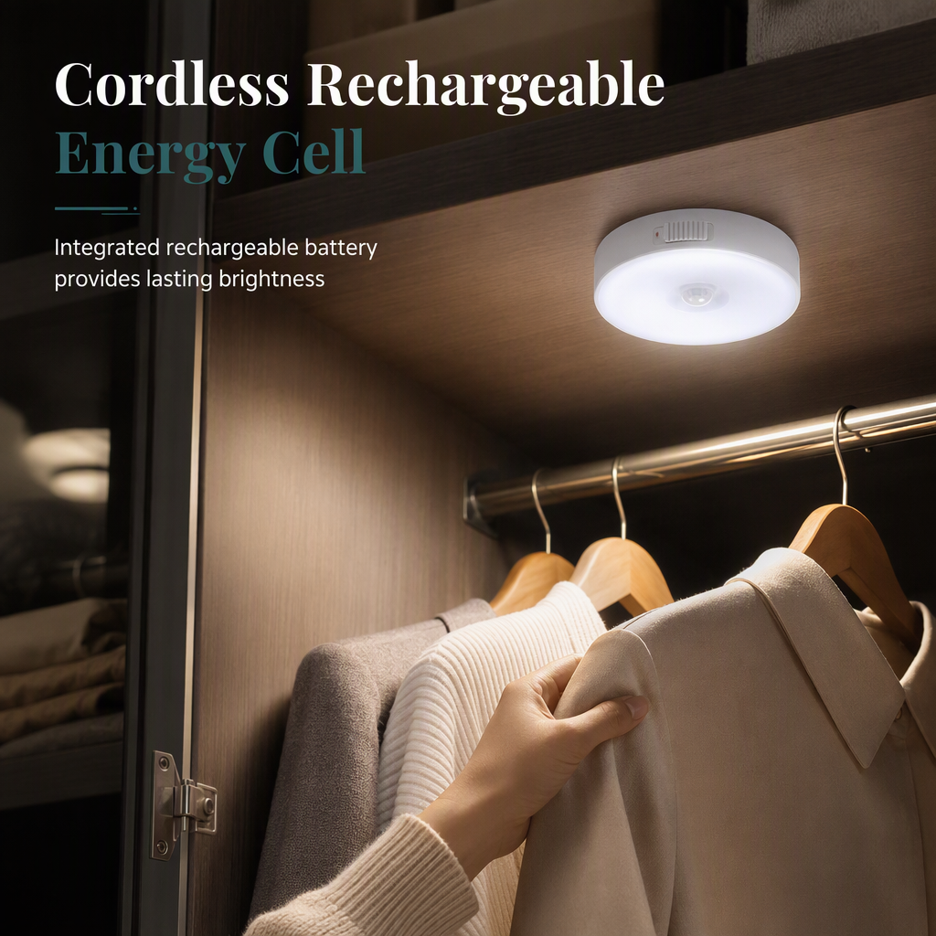 💡 Aufladbares LED-Nachtlicht mit Bewegungssensor & Dauermodus – kabellos für Schränke, Flure & Korridore