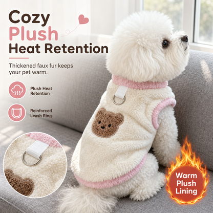 📢📢 50% RABATT🐶 Gemütliche Winter-West für Haustiere – Weiches Plüsch mit niedlicher Bärenstickerei